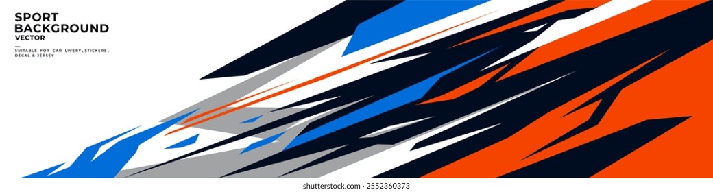 car livery graphic vector with exclusive colors. abstract grunge background design for vehicle vinyl wrap and sports car, racing car, jersey, banner and adventure ready to print.