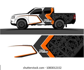car livery Graphic vector. grunge background design for pickup truck and vehicle vinyl wrap