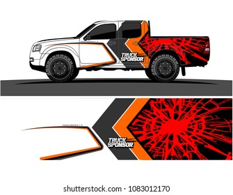 car livery Graphic vector. grunge background design for pickup truck and vehicle vinyl wrap