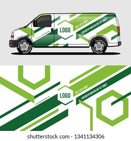 car livery green van wrap design wrapping sticker and decal design for corporate company branding vector