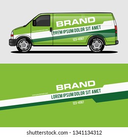 car livery green van wrap design wrapping sticker and decal design for corporate company branding vector