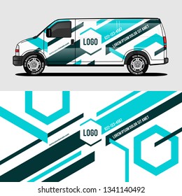 car livery light blue van wrap design wrapping sticker and decal design for corporate company branding vector