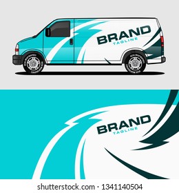 car livery light blue van wrap design wrapping sticker and decal design for corporate company branding vector