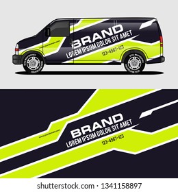 Car Livery Lime Green Van Wrap Design Wrapping Sticker And Decal Design For Corporate Company Branding Vector
