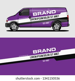 car livery purple van wrap design wrapping sticker and decal design for corporate company branding vector
