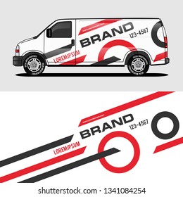 car livery red van wrap design wrapping sticker and decal design for corporate company branding vector