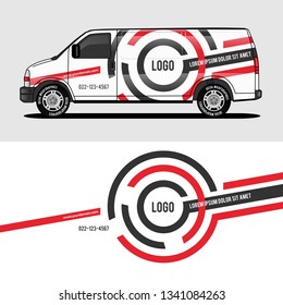 Car Livery Red Van Wrap Design Wrapping Sticker And Decal Design For Corporate Company Branding Vector