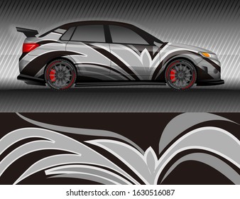 Car livery wrap decal, rally race style vector illustration abstract background