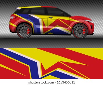 Car livery wrap decal, rally race style vector illustration abstract background