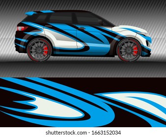 Car livery wrap decal, rally race style vector illustration abstract background