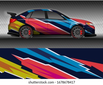 Car livery wrap decal, rally race style vector illustration abstract background
