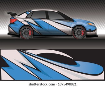 Car livery wrap decal, rally race style vector illustration abstract background