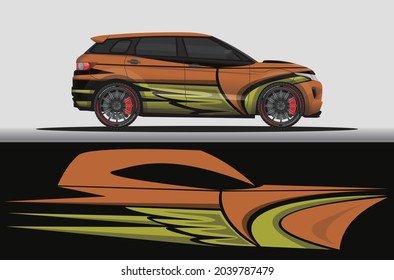 Car livery wrap decal, rally race style vector illustration abstract background
