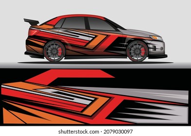 Car livery wrap decal, rally race style vector illustration abstract background