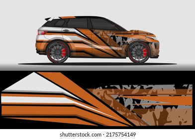 Car livery wrap decal, rally race style vector illustration abstract background