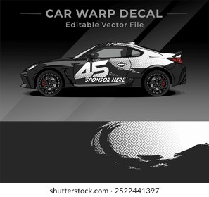 Car Livery Wrap Decal Sticker With Black White Color Vector