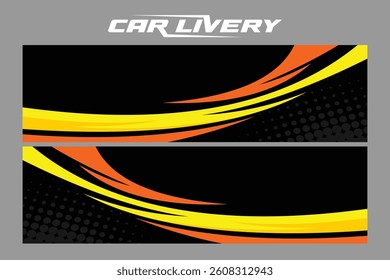Car livery wrap sticker design template vector abstract  in yellow and black color