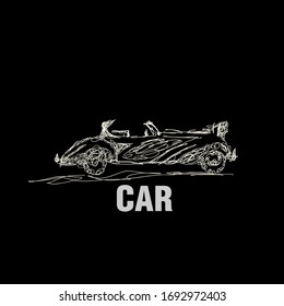 car llustration with scribble art or digital hand drawn for background or t-shirt design