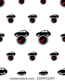 Car Loan Approved Icon Seamless Pattern, Automobile Loan Approved Vector Art Illustration