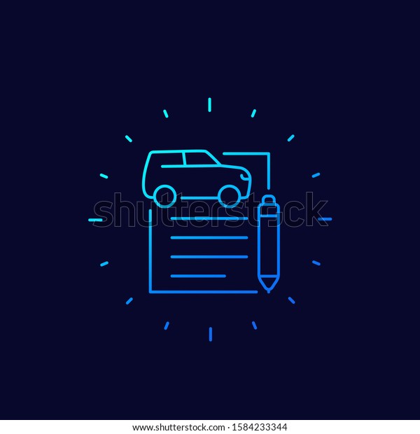 car loan or auto insurance contract, vector thin\
line icon