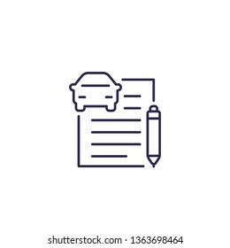 car loan or auto insurance documents line icon