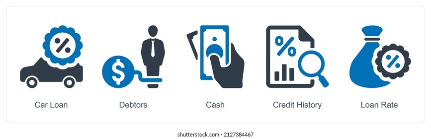 Car loan And Debtor Icon Concept