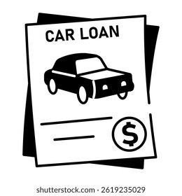 Car loan documents icon in hand drawn style 

