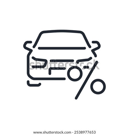 Car loan editable stroke outline icon isolated on white background flat vector illustration. Pixel perfect. 64 x 64