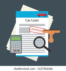 Car Loan Form Approved For Loan Application Concept. Vector Illustration