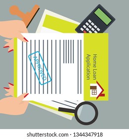 car loan form approved for loan application concept. vector illustration