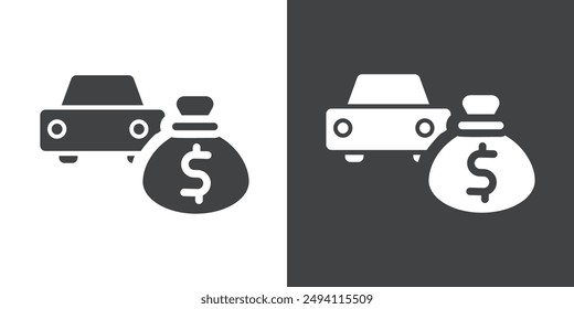 Car Loan icon Flat set in black and white color outline vector