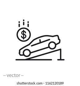 car loan icon, interest, percent linear sign isolated on white background - editable vector illustration eps10
