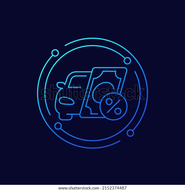 car loan icon with\
money, linear design