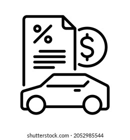 Car loan icon. Stroke outline style. Vector. Isolate on white background.