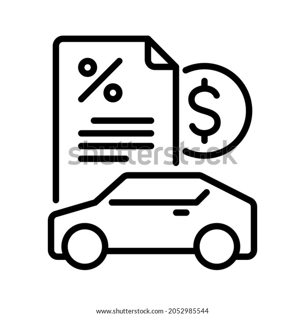Car loan icon. Stroke outline style. Vector.\
Isolate on white\
background.