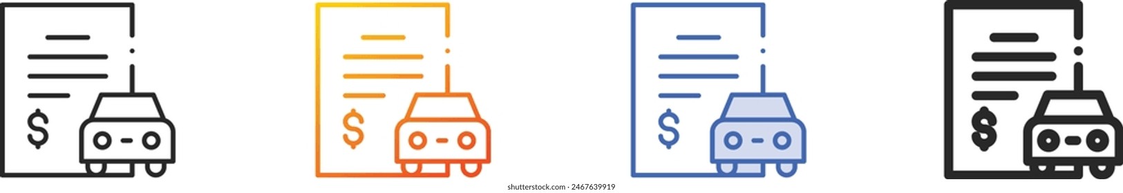 car loan icon.Thin Linear, Gradient, Blue Stroke and bold Style Design Isolated On White Background