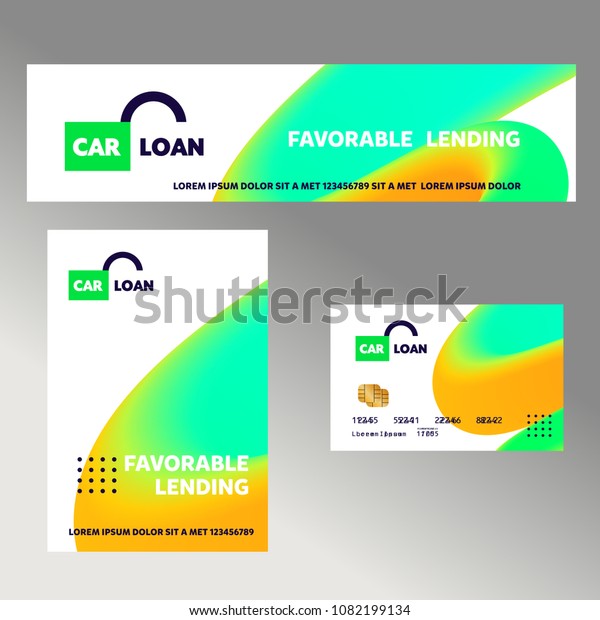 Car loan. Template financial sign, logo, badge with\
open lock. Concept  banner, flyer for corporate identity credit\
business, agency. \
