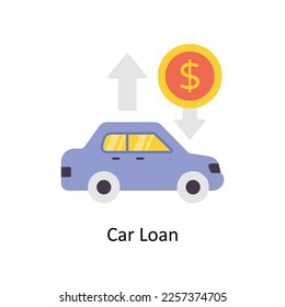 Iconos planos vectores de préstamos para automóviles. Ilustración de acciones simple