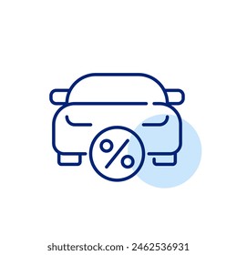 Car loan, vehicle and percent. Financial aid for buying. Pixel perfect, editable stroke icon