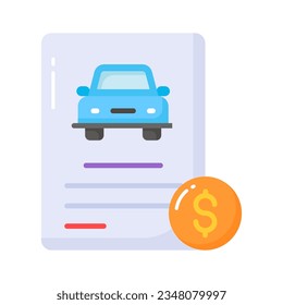 Car loan or vehicle rental concept, Banking statement with lending amount for purchasing automobile