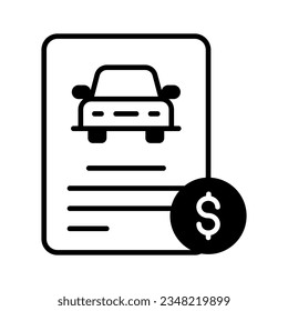 Car loan or vehicle rental concept, Banking statement with lending amount for purchasing automobile