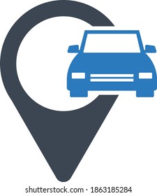 Ilustración vectorial del icono de ubicación del automóvil 