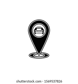 Car location line outline icon isolated on white