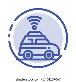 Car, Location, Map Blue Dotted Line Line Icon