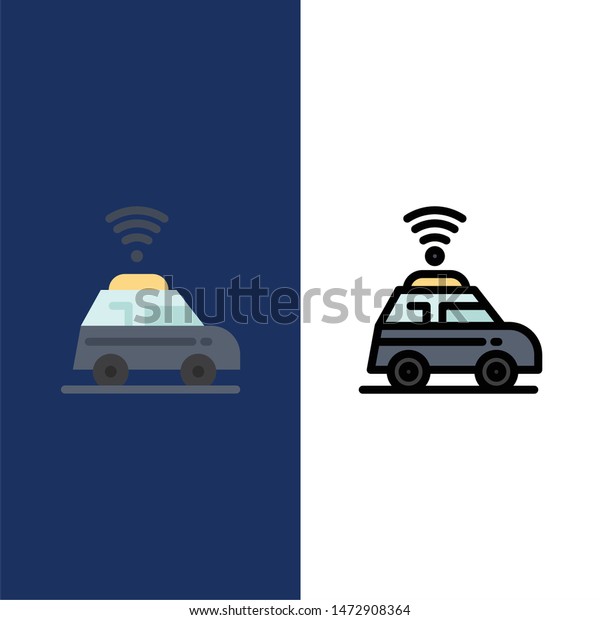 Car, Location, Map  Icons. Flat and Line\
Filled Icon Set Vector Blue\
Background