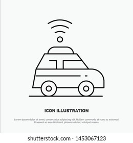 Car, Location, Map Line Icon Vector