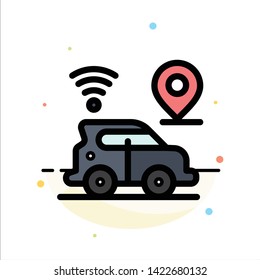 Car, Location, Map, Technology Abstract Flat Color Icon Template