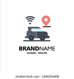 Car, Location, Map, Technology Business Logo Template. Flat Color