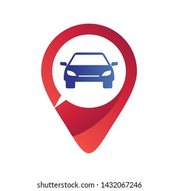 Car and Location Marker Icon Logo Design