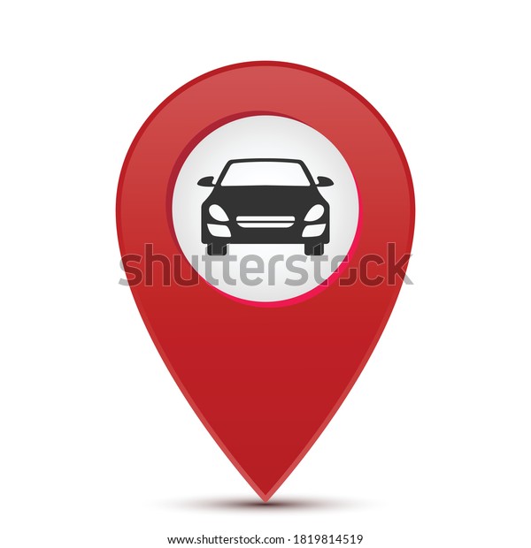 Car and Location Marker Icon Logo Design. Vector\
illustration. 